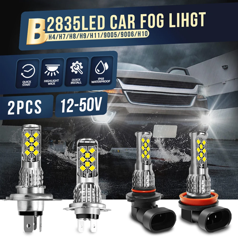 2pcs LED High H4 H7 H8 H9 H10 H11 9005 9006 16SMD Car Motorcycle Truck Fog Light 2835LED DRL Daytime Running Light 12-50V