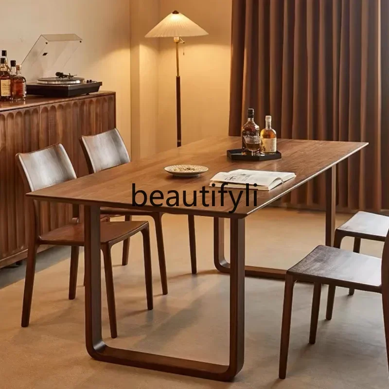 

ssK178 ss25 ss North American black walnut dining table desk integrated living room rectangular solid wood dining table large bo
