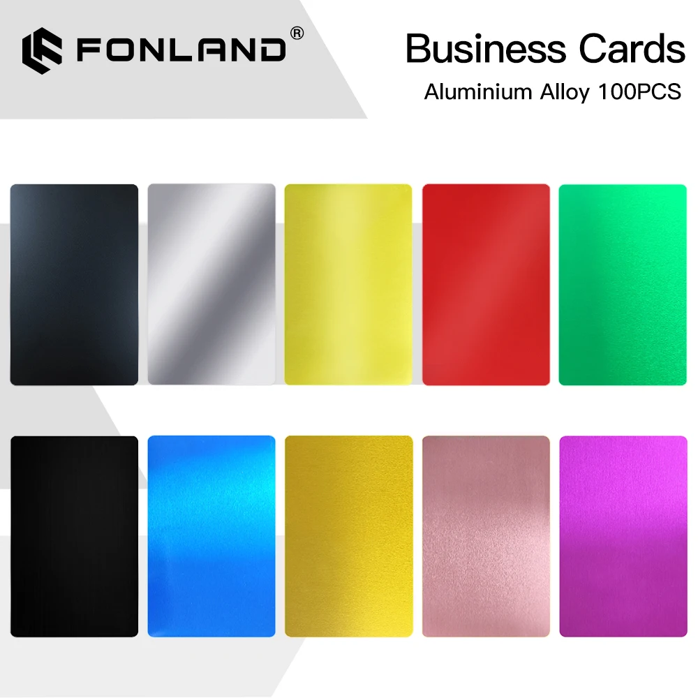 FONLAND-Cartes de visite multicolores, tôle en alliage, matériel d\'essai pour machine de marquage laser, 100 pièces/uno