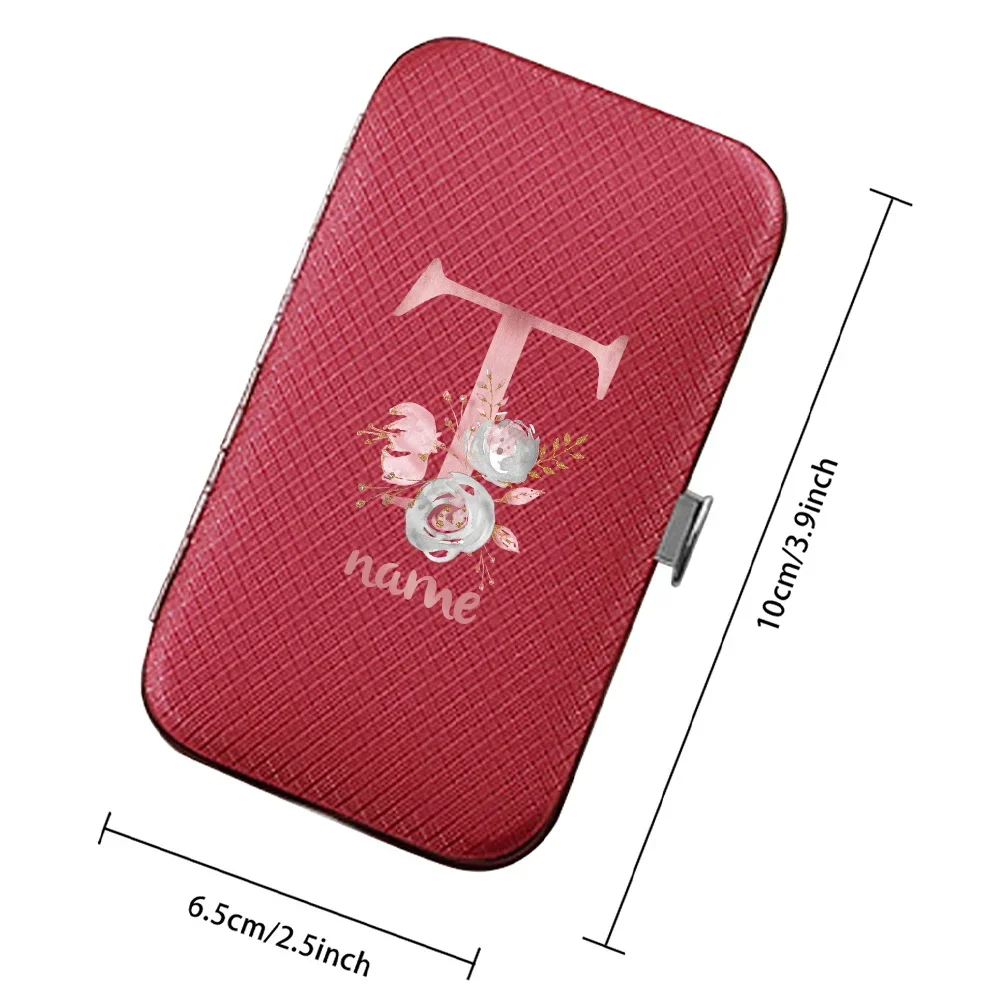 Customized Name 8pcs Manicure Set Pedicure Tools Portable Nail Clippers Kit Stainless Steel Nail Cutters Organizer Grooming Box
