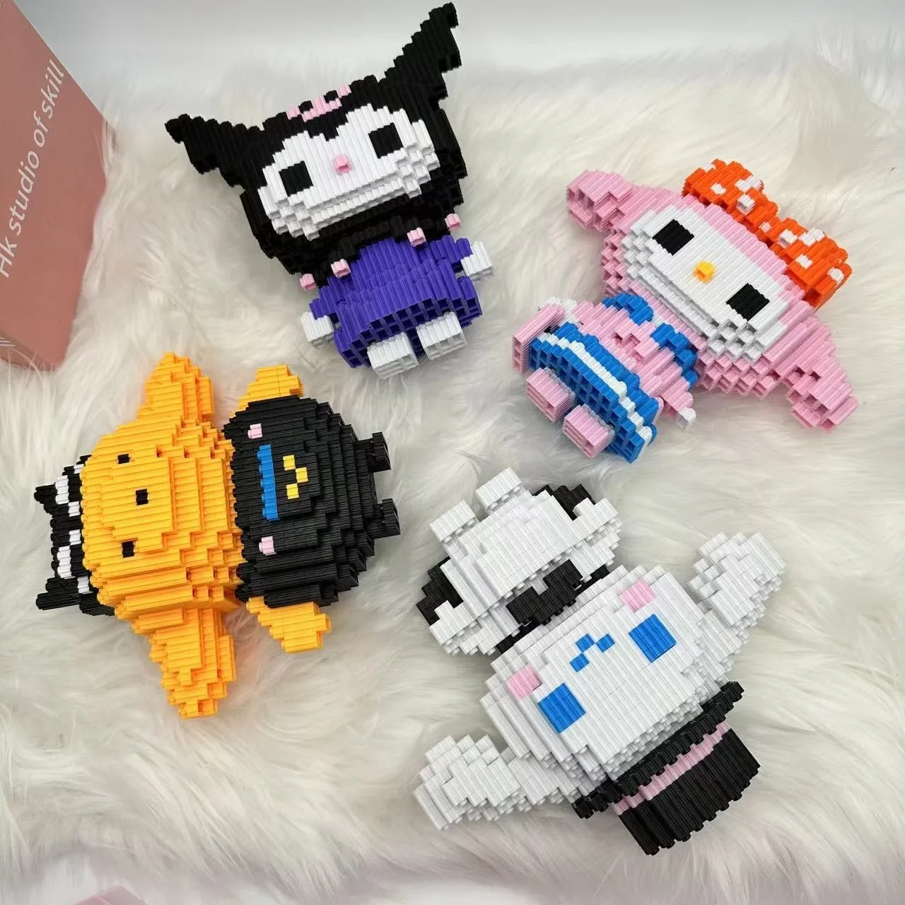 ฟิกเกอร์ตัวต่อ Hello Kitty Sanrio อนิเมะ Cinnamoroll Kuromi pochacco แม่พิมพ์เค้กซิลิโคนของขวัญปริศนาสำหรับเด็ก