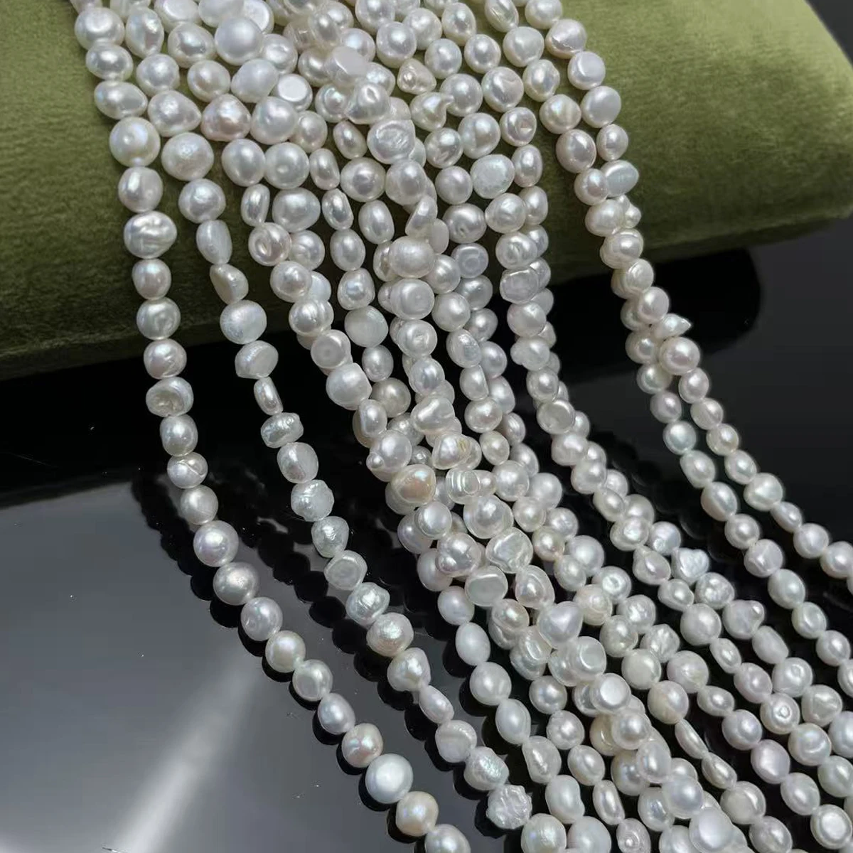 الباروك 5-6 مللي متر حبة لؤلؤ المياه العذبة الطبيعية قلادة صنع المجوهرات أساور يدوية القرط اكسسوارات النساء بالجملة