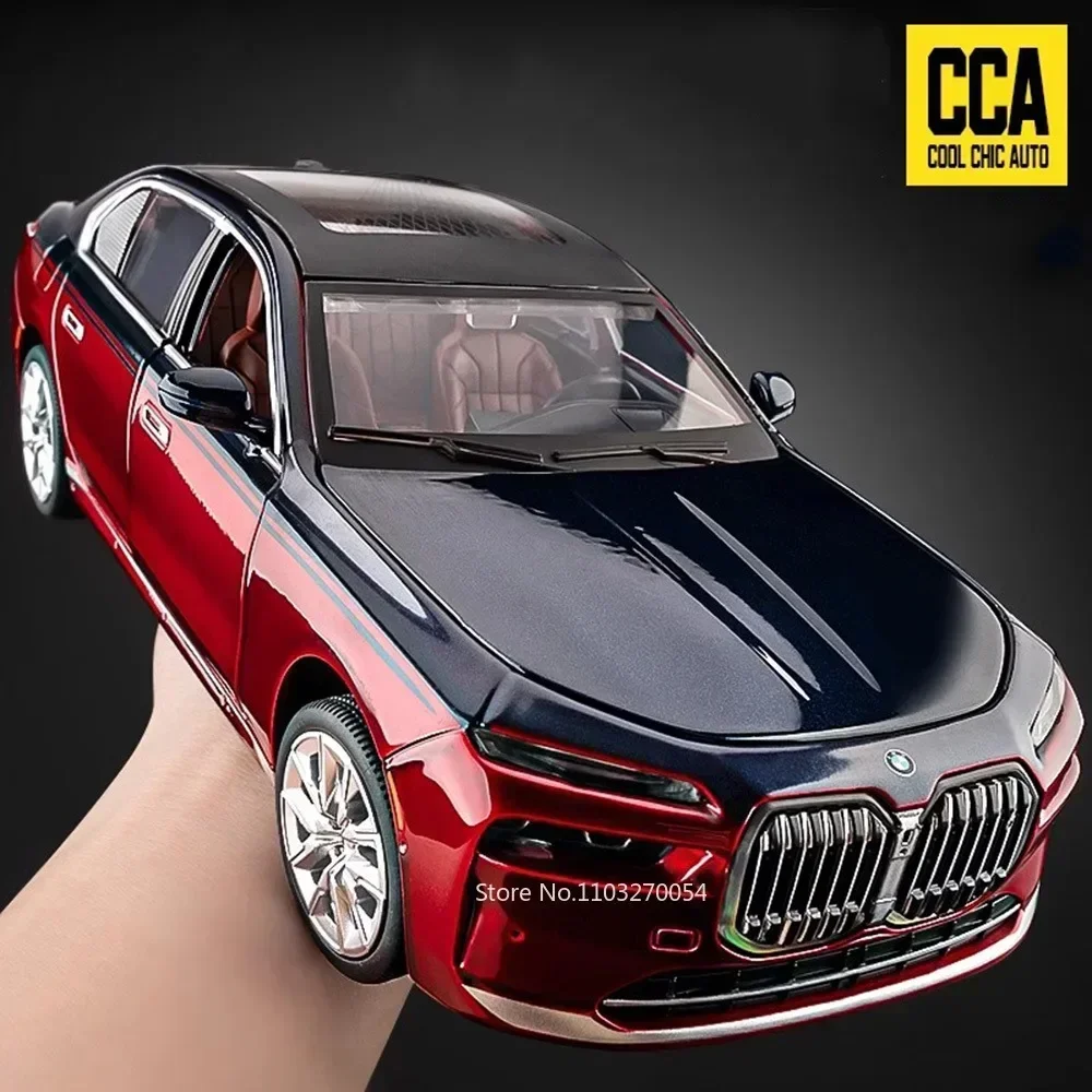 1:24 BMW THE I7 G70 Alloy Models Toys Miniature Car Metal Diecast 4 Doors Opened Sound Light Pure Electric Limousine Kids Gifts