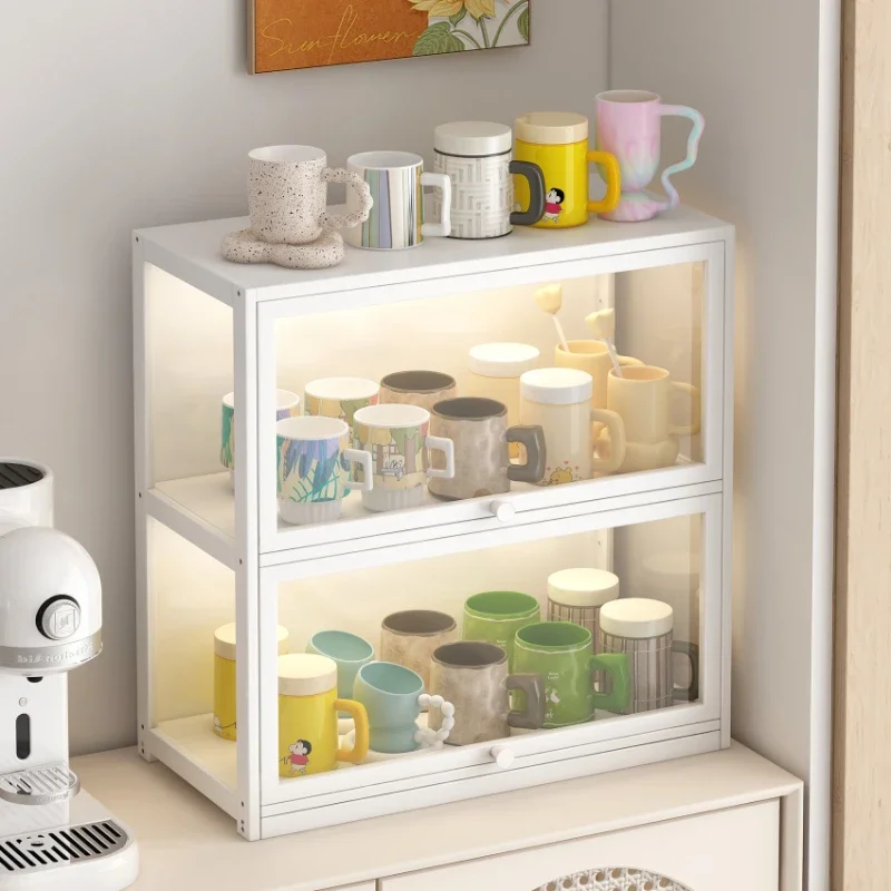 Shelf Transparent dustproof teacup storage cabinet Dining table Countertop water cup