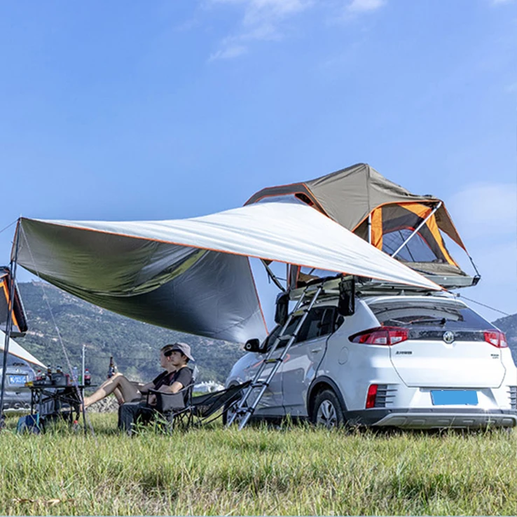 Outdoor Awning Camping Portable Foldable Waterproof Car Roof Top Tents Sunshade Simple Motorhome Car Rear Tent