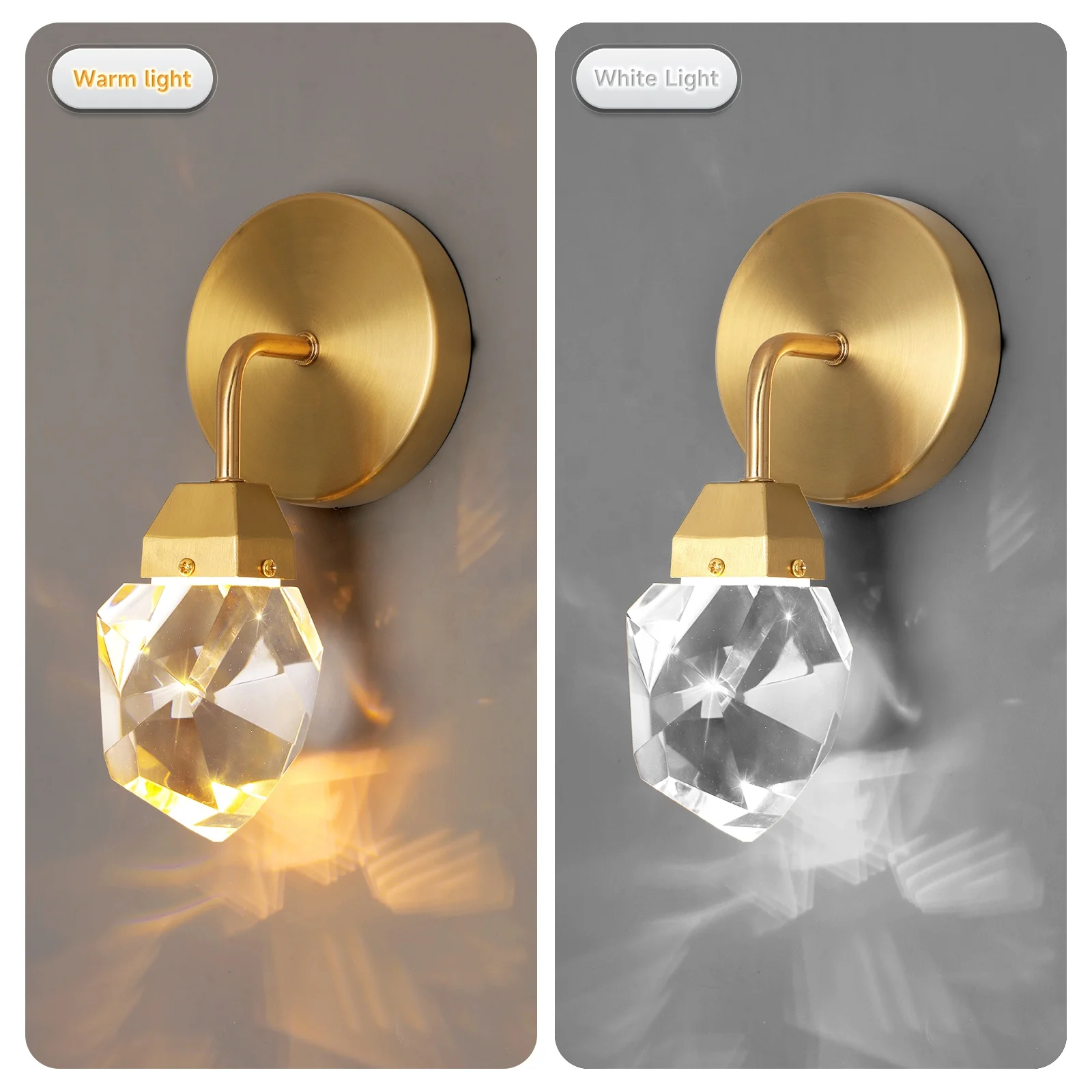 Hot Selling Nodric Creative Modern Copper Led Crystal Wall Lamp for Home Kitchen Corridor