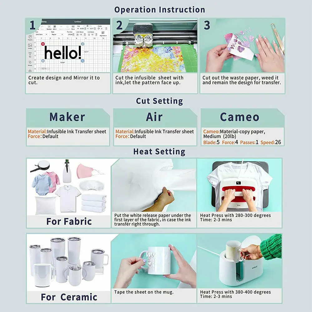 Infusible vinil Transfer tinta untuk memotong Mug tekan 7 warna kertas tinta infusi untuk Film Transfer climatio untuk kain poli/Coaster