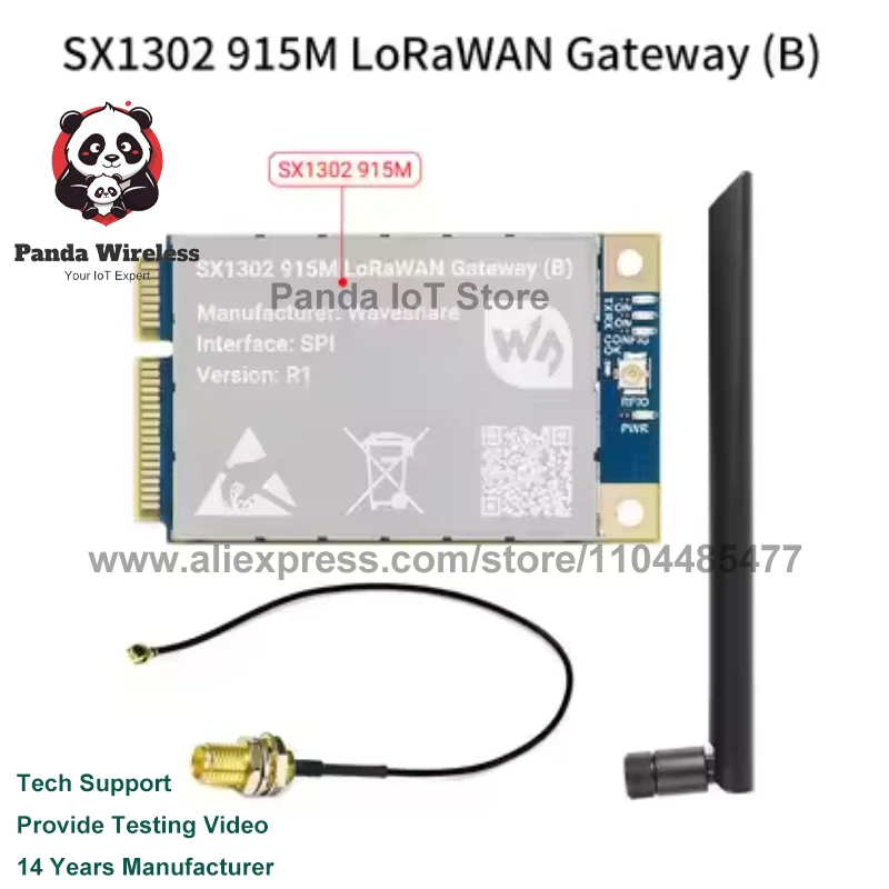 Raspberry Pi LoRaWAN Module SX1302 SX1303 Mini PCIe Wireless IoT 868M 915M Lora Gateway Hat Expansion Board for IoT Projects