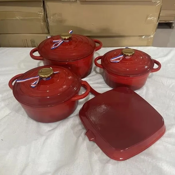 Set di Pentole in Ghisa di Alta Qualità per Cucina, Casseruola Antiaderente Smaltata per Cottura a Induzione