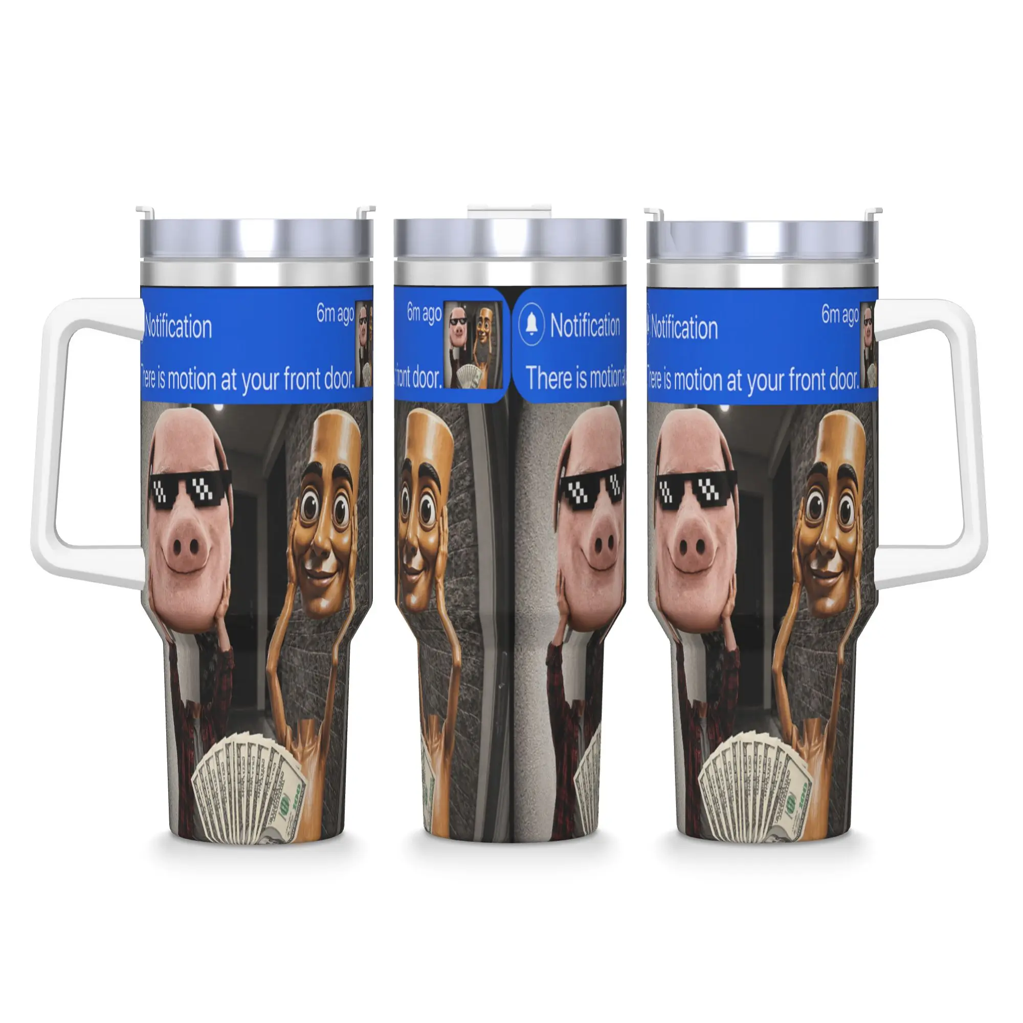 Tung Tung Sahur John Pork Motion at Your Front Door Meme Tumbler Cold and Hot Water Bottle Insulated Stainless Steel Thermal Mug