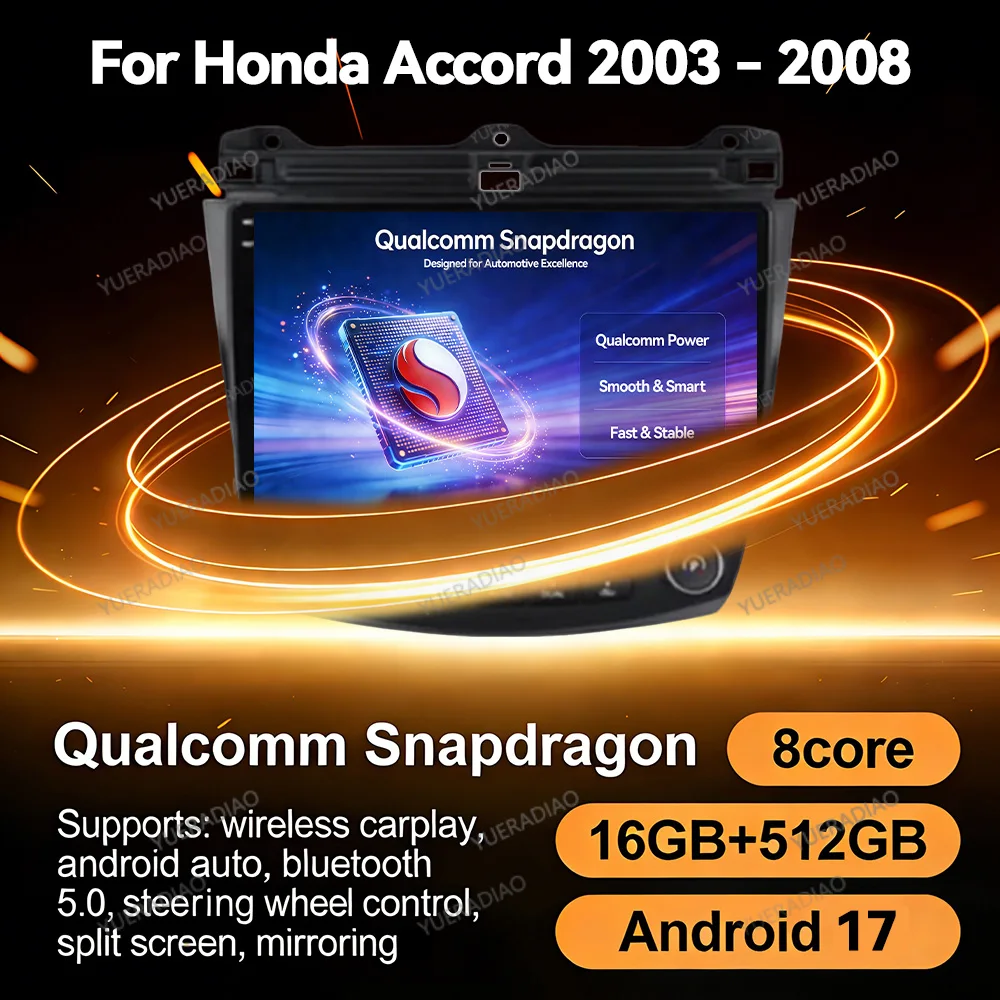 Android 17 Car Radio For Honda Accord 7 2003 - 2007 GPS NAVI Double Din Bluetooth Car Radios FM Head Unit Touch Screen Autoradio