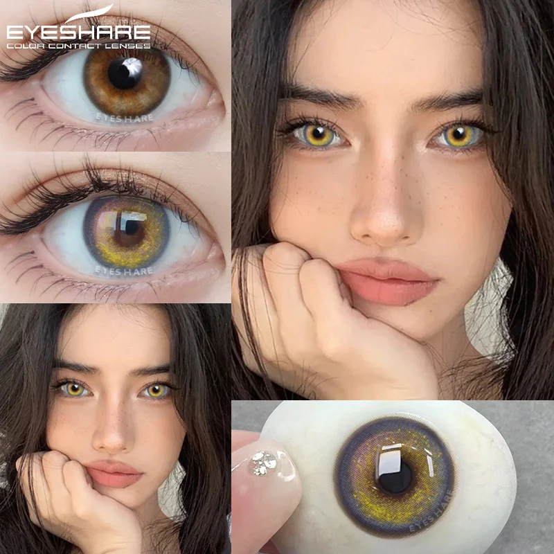 EYESHARE 1 Pair Colorcon Color Contact Lenses for Eyes Natural Brown Contacts Lenses Yearly Blue Eyes Lens Purple Colored Lens