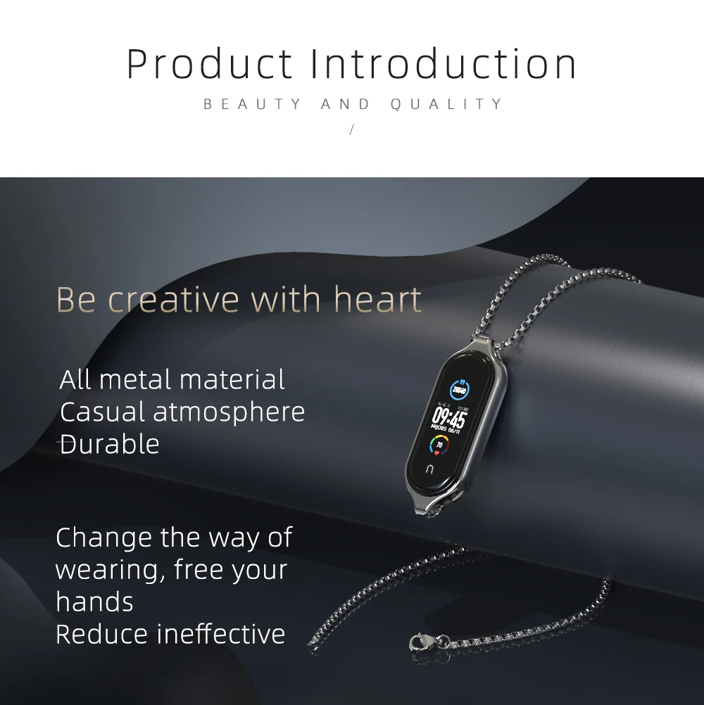 Necklace for Mi Band 10 9 8 7 6 5 Smart Bracelet Strap for Mi Band 9 Metal Wristband for Mi Band 7 6 Hanging Neck Decoration