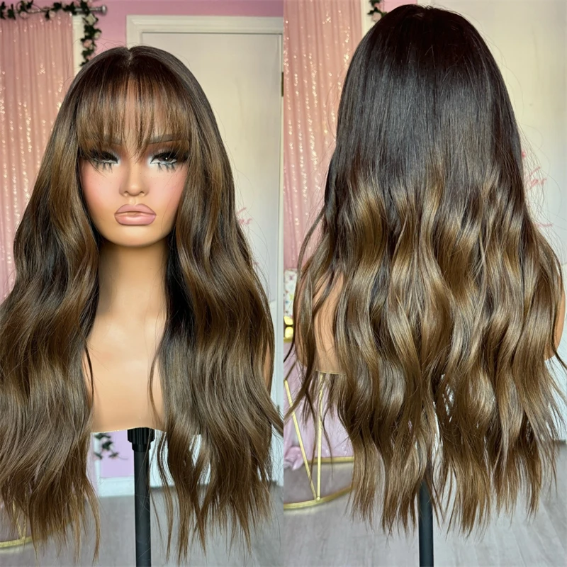 

Fashion Women's Wig Lace Front Wigs Blonde Brown Highlights Synthetic Lace Wig Natural Wig Woman On Sale Small Large Size Cap