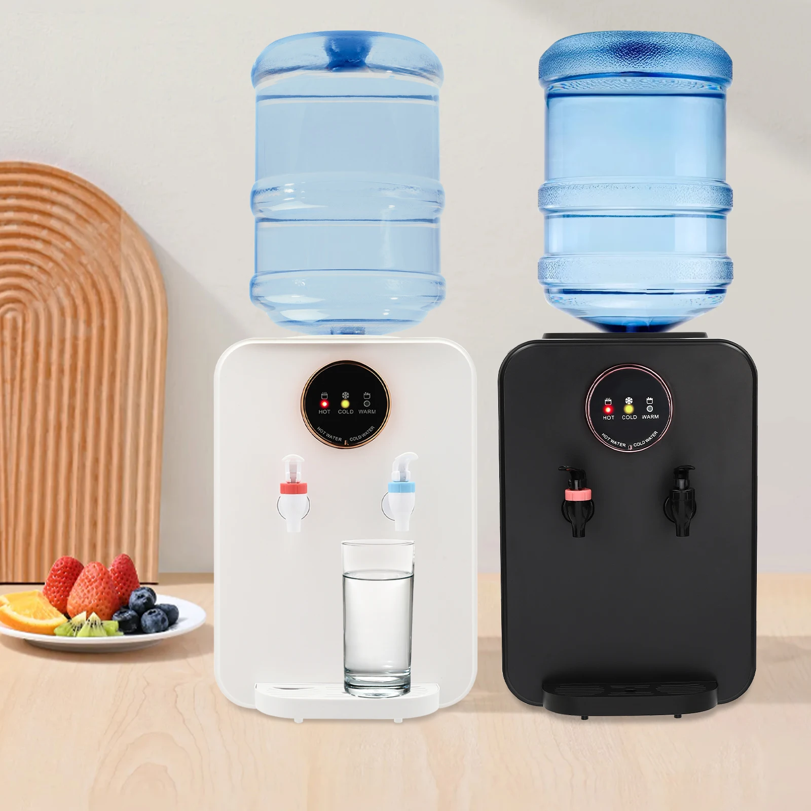 

Black/White Premium Countertop Water Dispenser Hot/Cold Top Loading Office Drink Machine Water Dispenser 500ml/0.13gal Tank