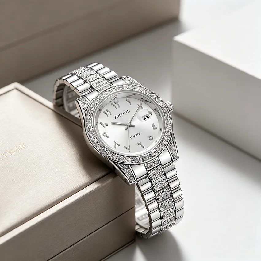 Classic Business Diamond Set Fashion Versatile Waterproof Calendar Men\'s Quartz Watch