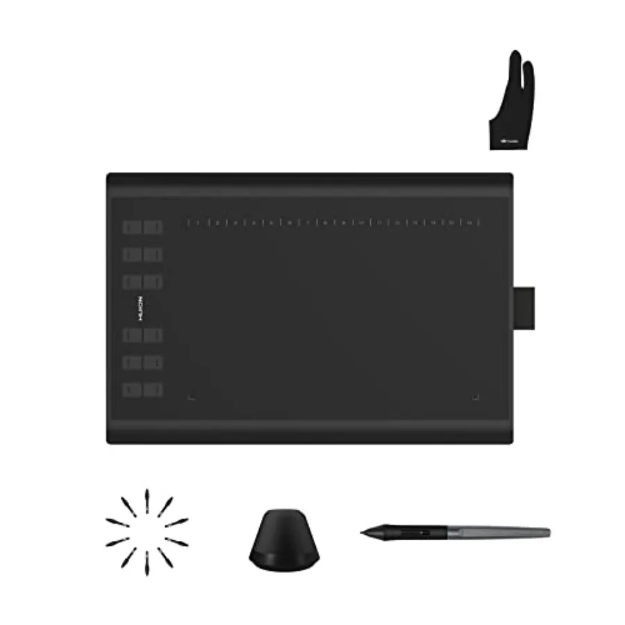 

Inspiroy H1060P Graphics Drawing Tablet with Digital Pen PW100 and 1 PCS Black Glove, OTG Adapters Included