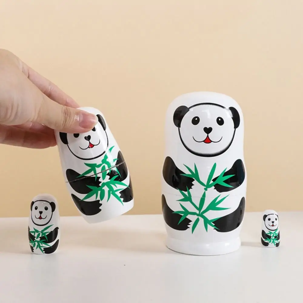 أرنب 5 قطعة/المجموعة الحيوان ماتريوشكا الخشب الحرفية خشبية التراص الدمى خط الكلب السلس الفتيات الروسية عيد الميلاد #1