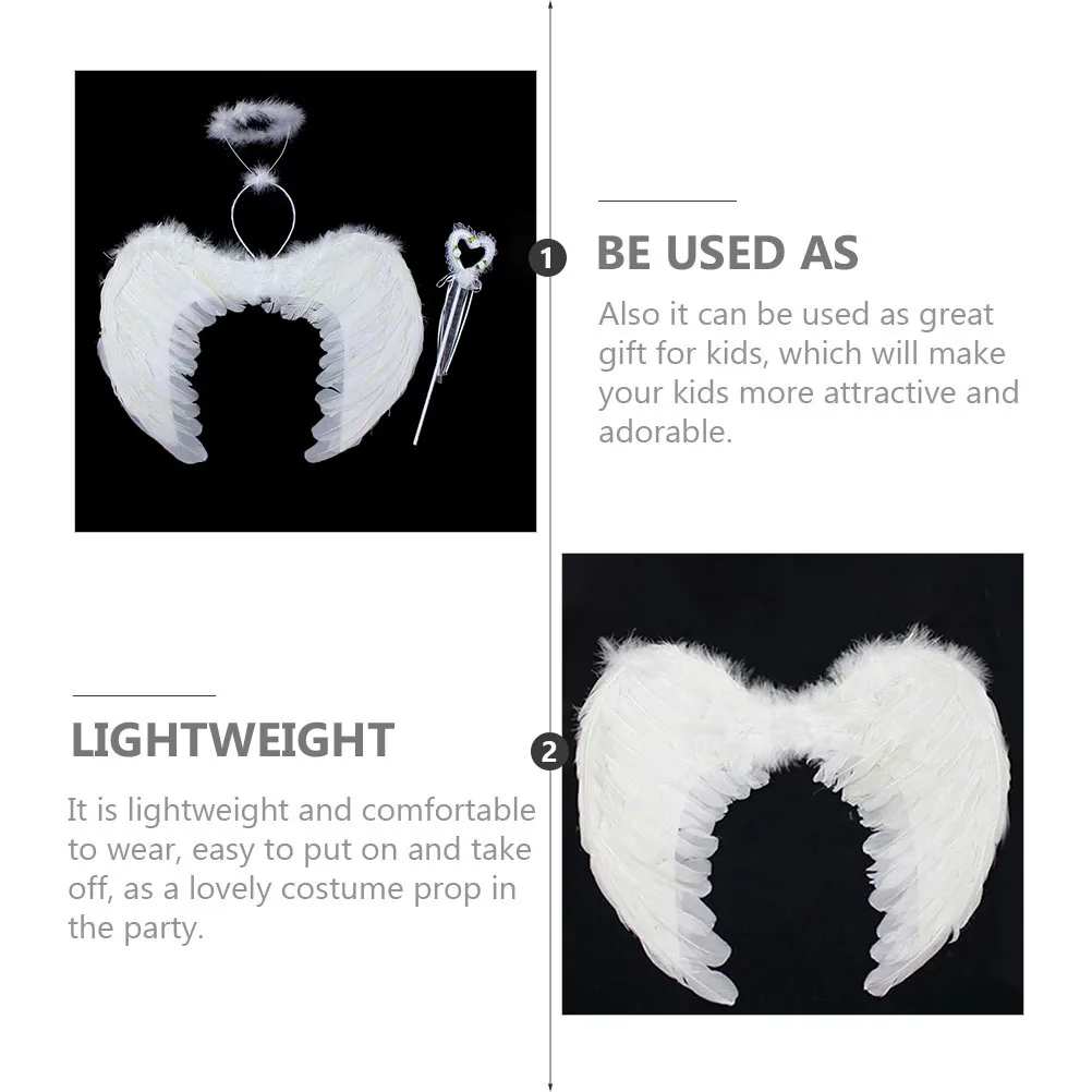 1pc Plume Wing Costume da angelo per bambini Leggero Cosplay Prop per spettacoli teatrali di feste Natale Halloween Fata decorativa