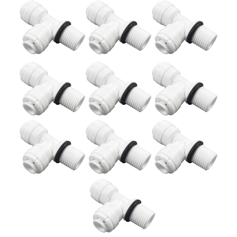 

RO Water Pipe Fitting 1/4 OD Hose 1/4" BSP Male Thread With Seal Ring Plastic Quick Connector System Purifies Pack Of 10 Pcs