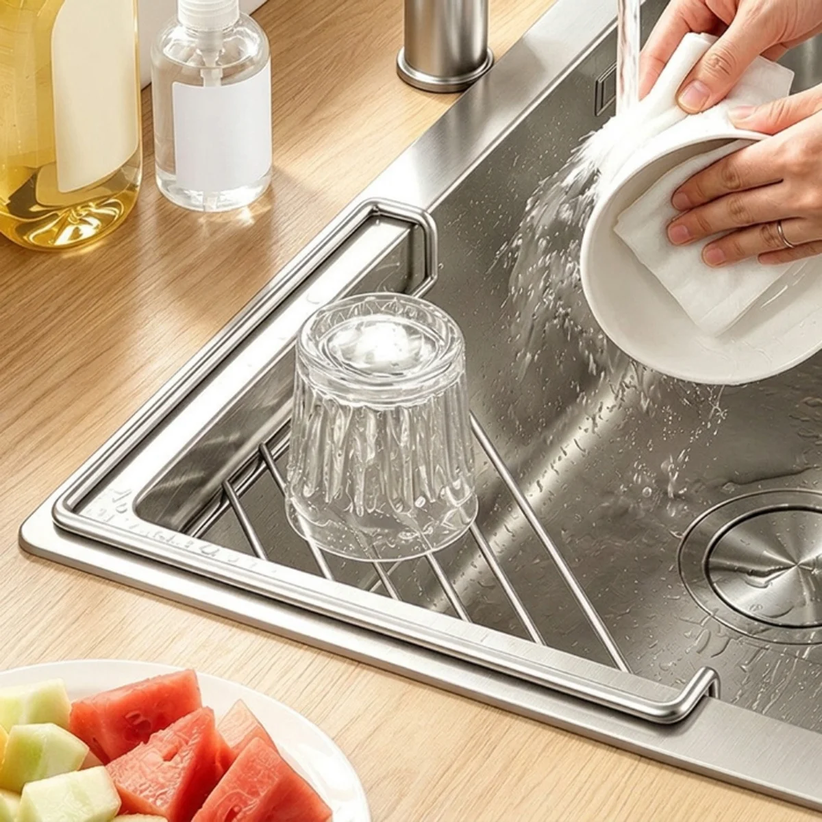 Triangle Stainless Steel Sink Drain Rack Heavy Duty Rustproof Drainable Kitchen Caddy for Kitchen Sink Corner Storage