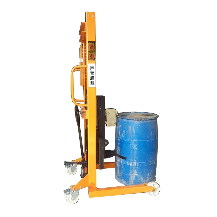 Manual hydraulic oil drum lift truck, drum stacker, handling, loading and unloading forklift, unloading truck, pushing plastic