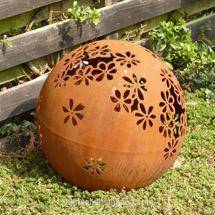 Corten Steel Garden Hollow Metal Sphere Ornament