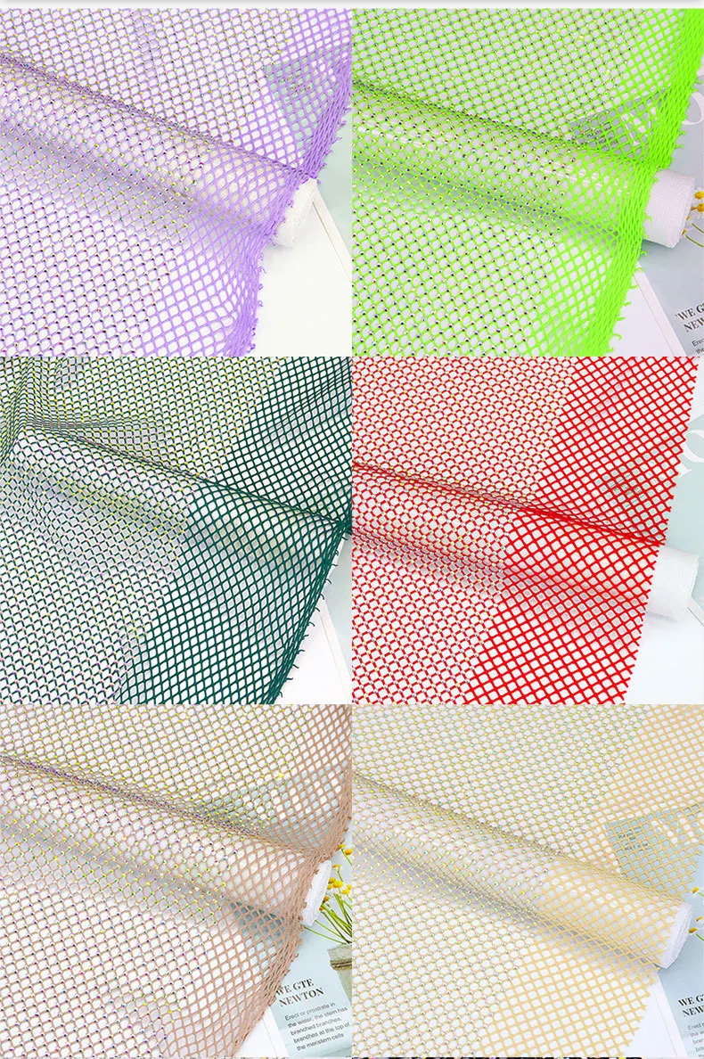 5 Yards Strass-Netzstoff Kristall Glitzernder Dehnbarer Funkelnder Lochmuster-Netzstoff DIY Kleidung Taschenherstellung Dekoration – Detail 3