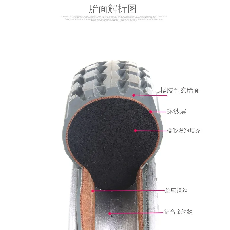1pcs Electric wheelchair rear wheel 12 inch rubber solid air-free rear tire non-slip and wear-resistant