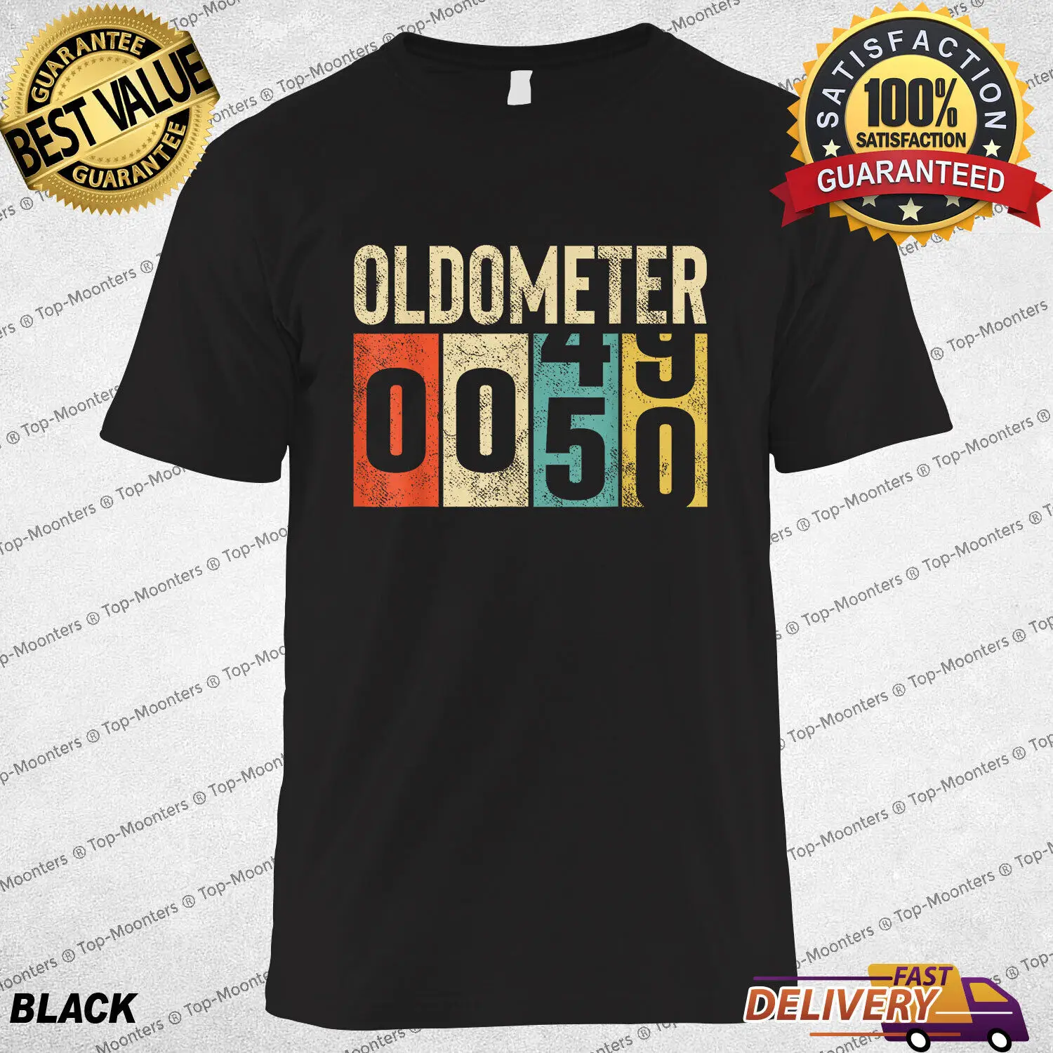 

Funny 50 Years Old Oldometer Vintage 50th Birthday Odometer Celebration T-Shirt