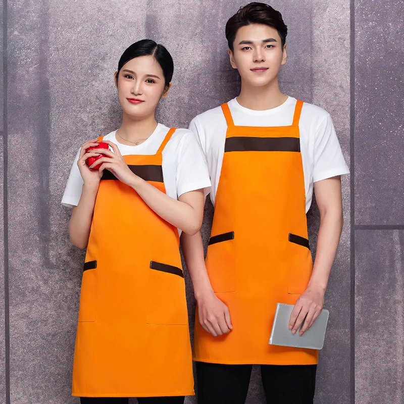 C792 Hotel Apron Coffee Western Restaurant Kitchen Work Apron Hanging Neck Waist for Men and Women