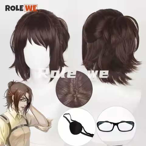 Hange Zoe Cosplay Wig Anime Final Season Hange Zoe 35cm Dark Brown Cosplay Wig Eye Mask Heat Resistant Hair Wig