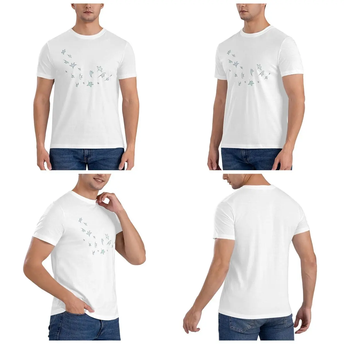 Blue Windy Leaves Heart Stopper Men T-Shirt Fashion Plus Size T Shirts Men's O-Neck Cotton Tees Short Summer Male