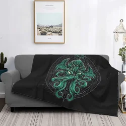 Great Cthulhu Fuzzy Blankets Lovecraft Occult Horror Customized Throw Blanket for Sofa Bedding Lounge 125*100cm Rug Piece