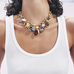 ZAA Luxurious Animal Pendant Necklace, Vintage Resin Gemstone Earrings and Necklace Set, Jewelry for Parties and Banquets