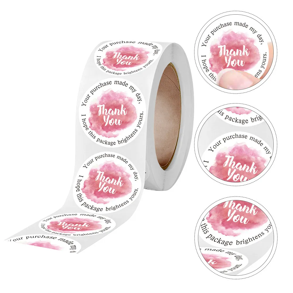 

500 шт. самоклеящихся декоративных этикеток-наклеек «Спасибо» в рулоне для упаковки конфет, печенья, подарочных пакетов, для свадеб и вечеринок