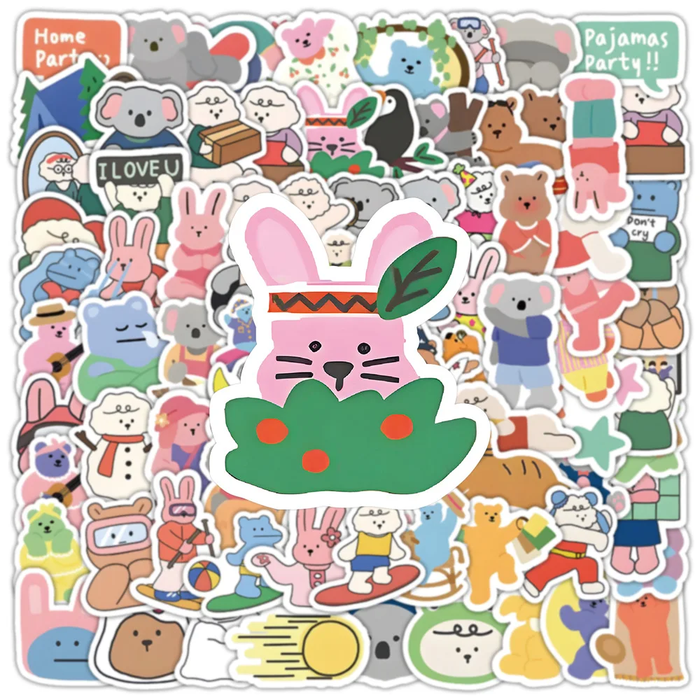 10/30/50/100pcs  Cute South Korea Bear Cartoon Graffiti Stickers Motorcycle Water Cup Guitar Laptop Phone Decorative Stickers