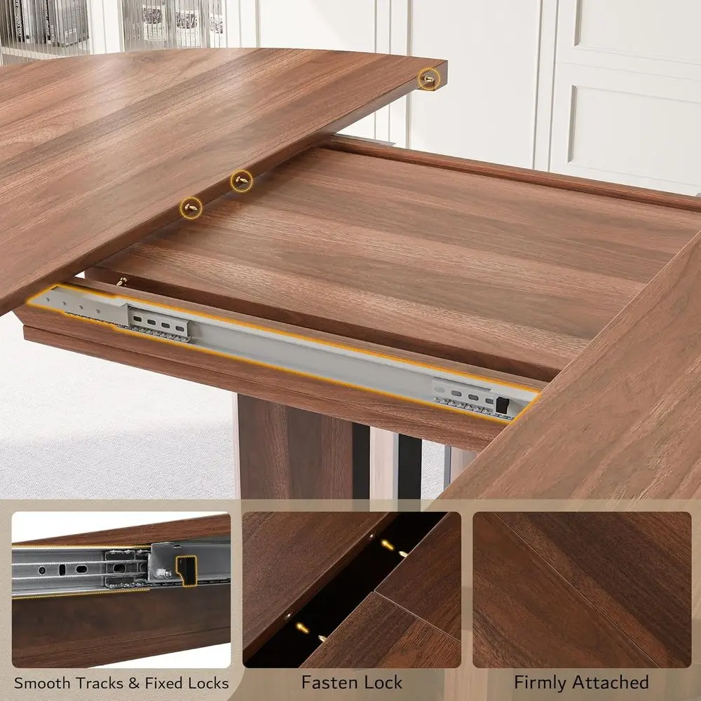 Table de salle à manger extensible ovale en noyer pour 4-6, table de cuisine moderne avec base sur pied, assemblage facile