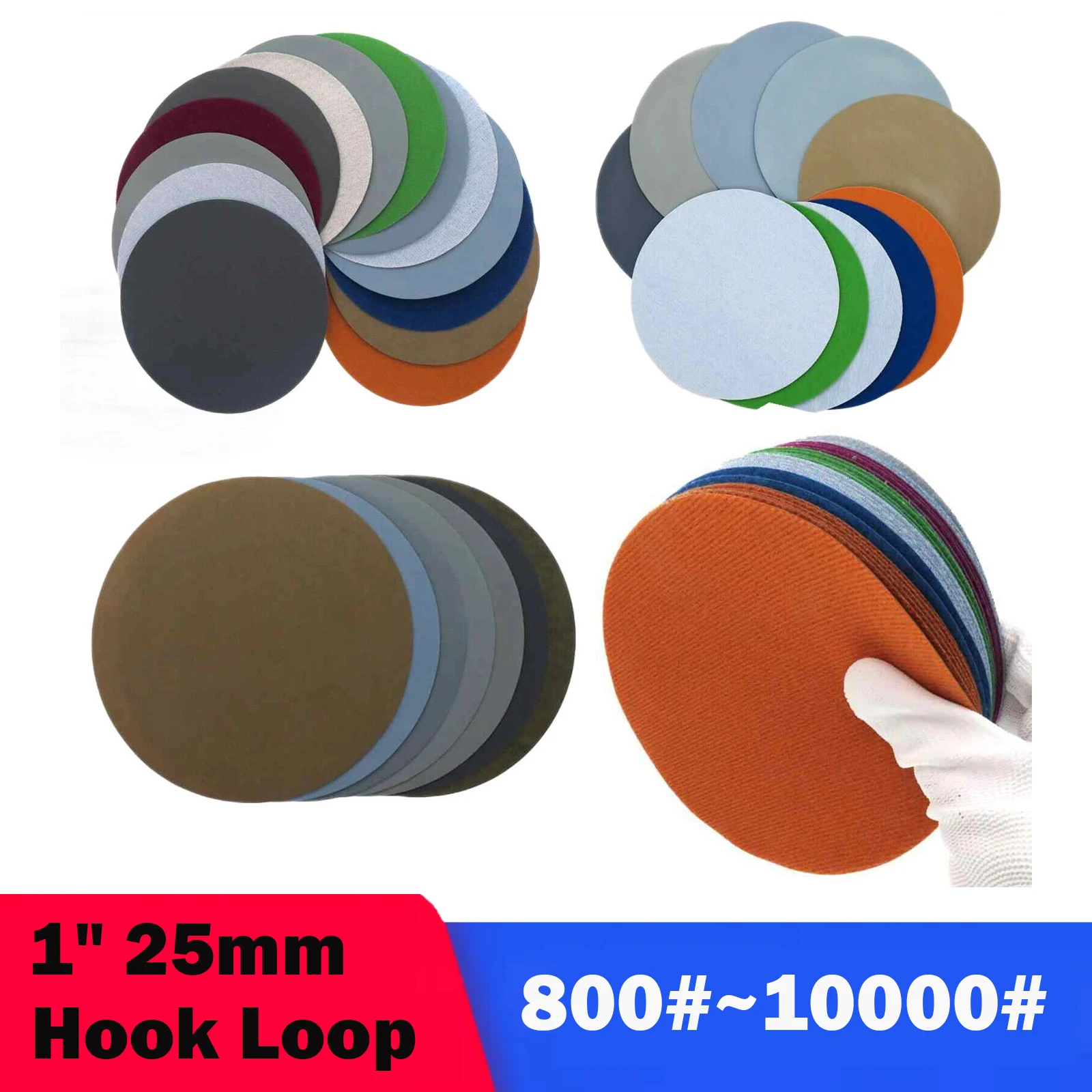 

10~100Pcs 1 Inch 25mm Sanding Disc Wet Dry Sandpaper 800# ~10000# Variety Grits Grinding Abrasive for Wood Fiberglass Automotive