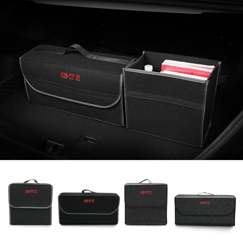 Car Trunk Large Anti Slip Compartment Storage Box Folding Organizer Tool For VW GTI Golf 4 6 7 Tiguan Passat B5 B6 B7 CC Jetta