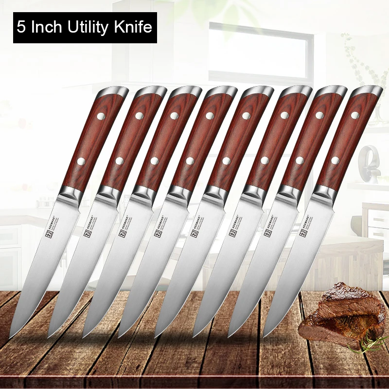 KEEMAKE High Carbon Stainless Steel 5'' Inch Utility Knife 1-8PCS/set Cooking Kitchen Fruit Meat Splitting Chef Accessory Tools