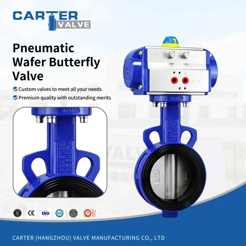 Electric Pneumatic Lug Wafer Butterfly Valve 304 316L Stainless Steel Wafer Connection Single/Double Acting Quick Open OEM