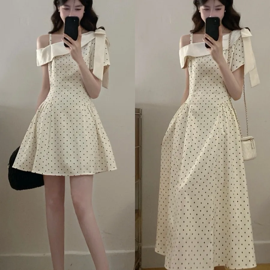 Slimming plus Size Summer New Style French Style Knot High Waist Slim Fit Dress with Side Zipper for Women