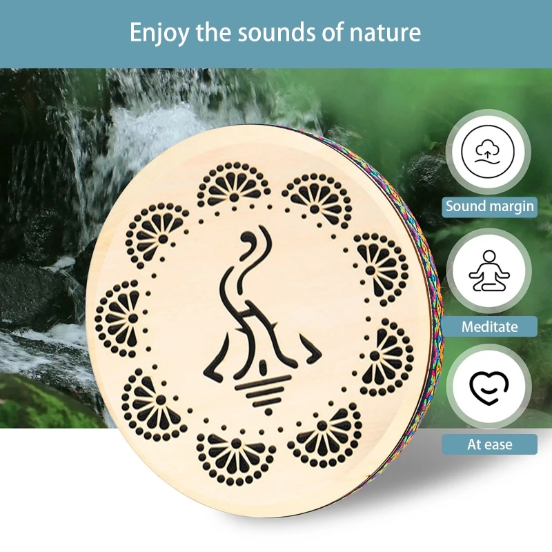 Wooden Stream Sea Drum Sound Simulator 10inch Water Sound Hand Drum Therapies Relaxing Drum Performances Instrument 24BD