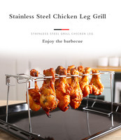 BBQ Beef Chicken Leg Wing Grill Rack 14 Slots Stainless Steel Barbecue Drumsticks Holder Smoker Oven Roaster Stand