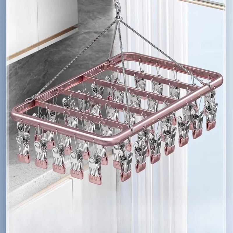 

Aluminum alloy socks drying rack household balcony windproof socks artifact