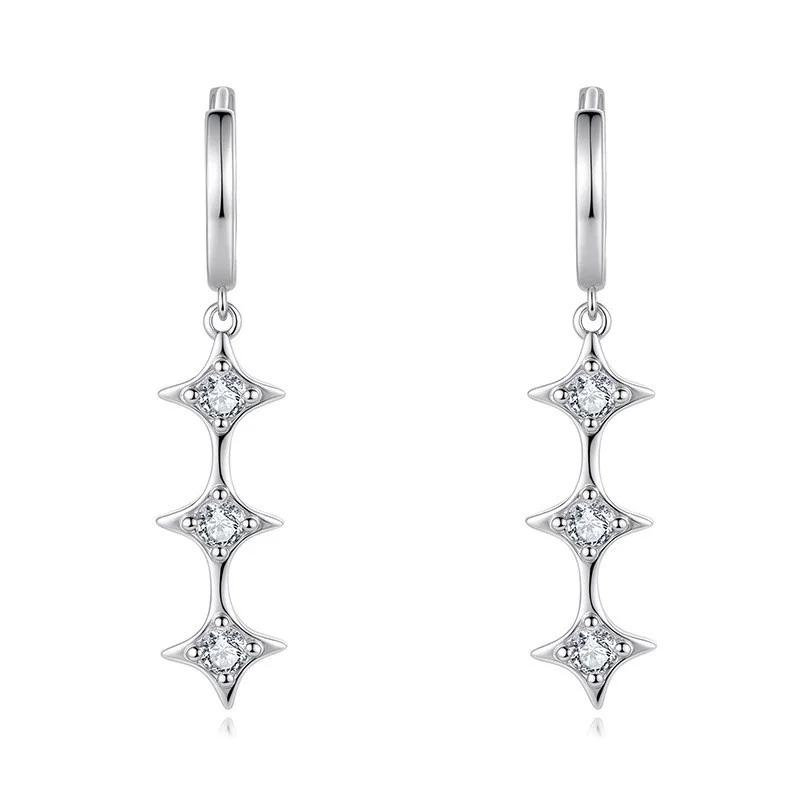 

ZFSILVER Fashion s925 Silver Moissanite Classic Trendy Design Tasssel Star Earrings Charms Women Accessories Jewelry Gift E21016