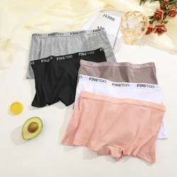 FINETOO 1Pcs Women Cotton Underwear Sexy Logo Edge Ladies Panties Middle Waist 6 Solid Color Female Underpants Briefs Intimates