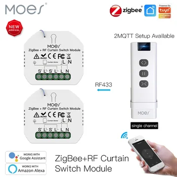 MOES RF433 ZigBee inteligentny moduł przełączający kurtyny do zmotoryzowanego silnika rolet 2MQTT Tuya inteligentna aplikacja Alexa Google