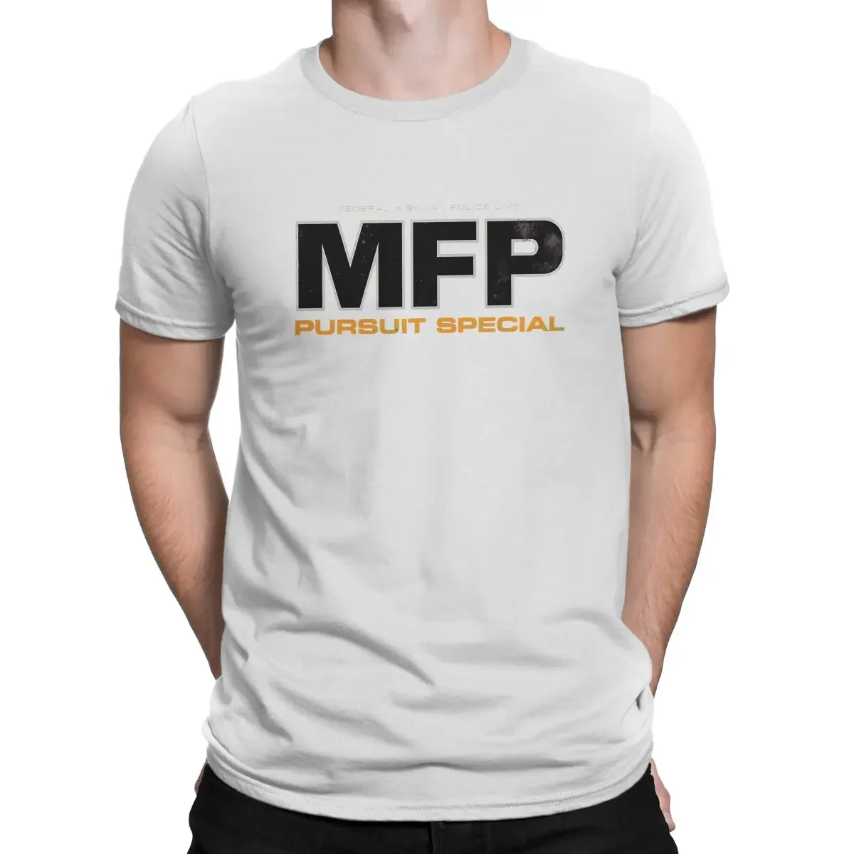 Mad Max Movie MFP Pursuit T Shirt Vintage Homme Men's Tshirt Polyester Men Clothes